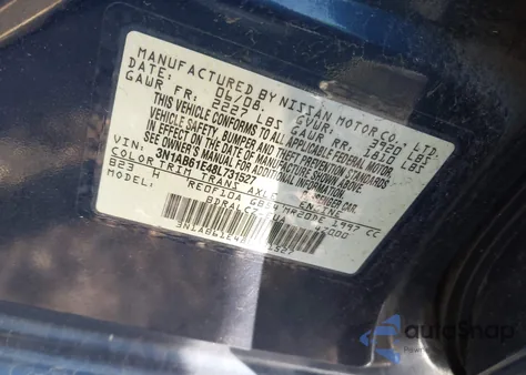2008 Nissan Sentra 2.0 from USA, damaged, VIN 3N1AB61E48L731527